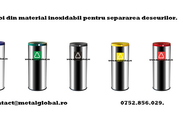 Cos de gunoi din material inoxidabil pentru separarea deseurilor